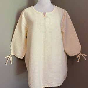 Blair NWOT XL Soft Yellow Check Cotton Blend Seersucker Shirt